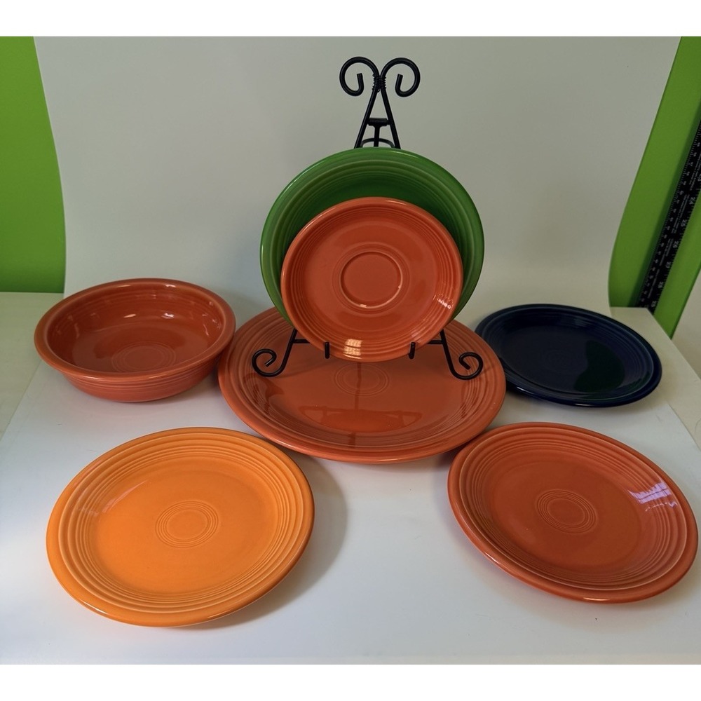 Fiesta Bowl Plates Lot Of 7 Mixed Colors Lead Free Colorful Dinner Lunch Salad